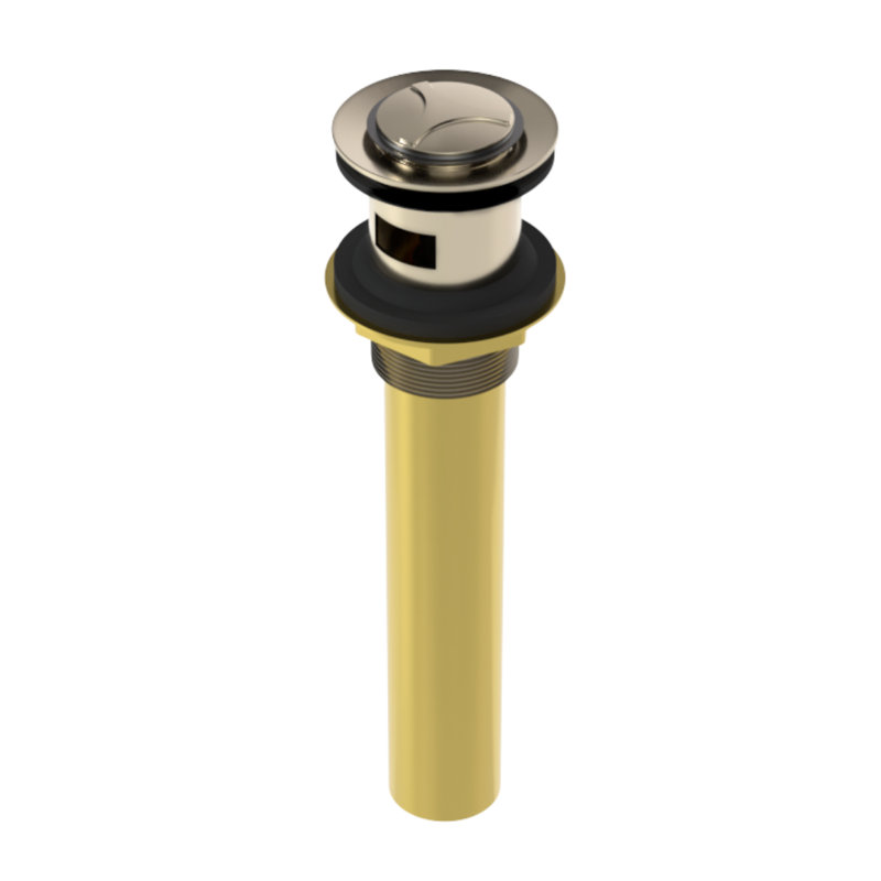 Argonaut Lavatory Push Drain, Unlacquered Polished Brass, Yes