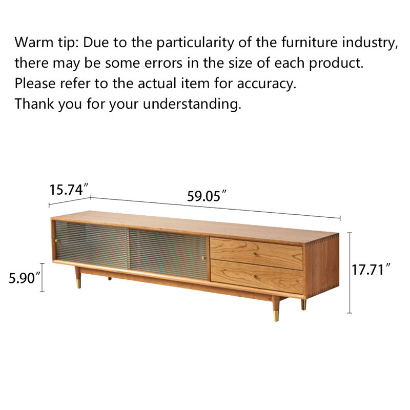 Meuble télé Nordic, H 17,71 po x L 59,05 po x l 15,74 po, Cerisier