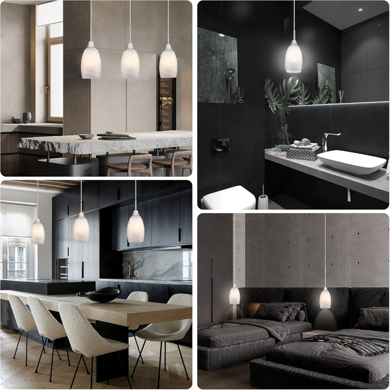 3-pack White Mini Glass Pendant Light