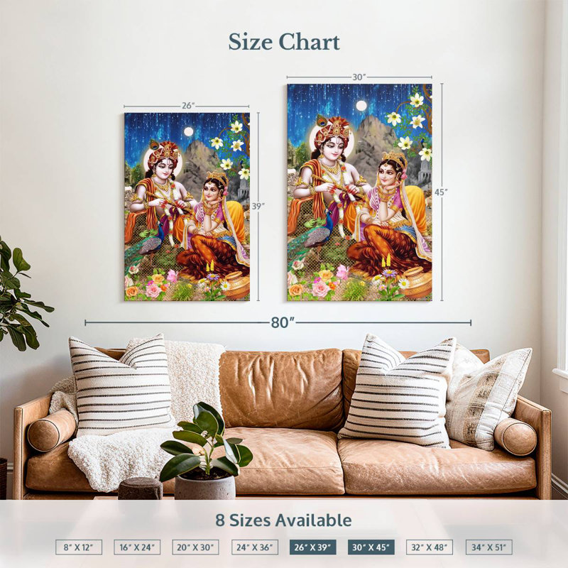 Adella Lovers Radha And Krishna, 39" H x 26" W