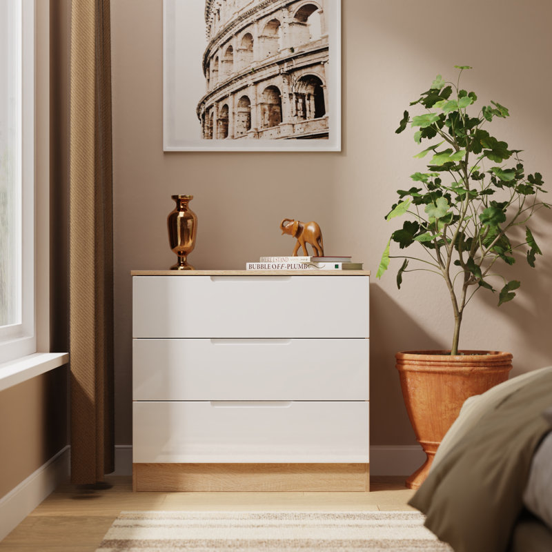 74cm W 3 - Drawer Chest of Drawers, White/Oak