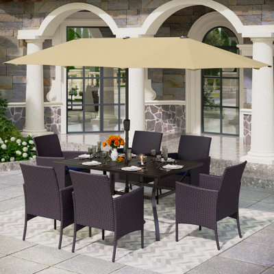 6 - Person Patio Dining Set with Rectangular Table , Cushions Included