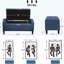 Banc de rangement rembourré, aspect classique, revêtement en lin bleu foncé, pieds en bois d'hévéa, commode spacieuse, largeur de 36,25 po, profondeur de 15,75 po, capacité de 330 lb, banc d'entrée