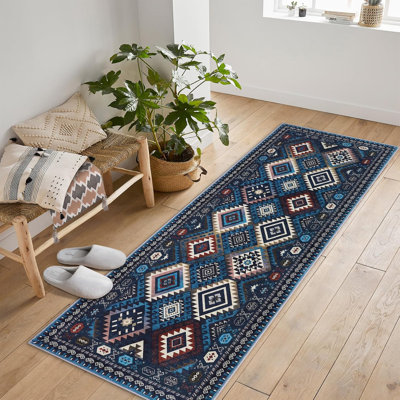 Washable Modern Area Rug Geometry Style Bohemian Rustic Geometric Easy-Cleaning Bedroom Kitchen Living Room Non Shedding Dining Nursery Farmhouse Rugs