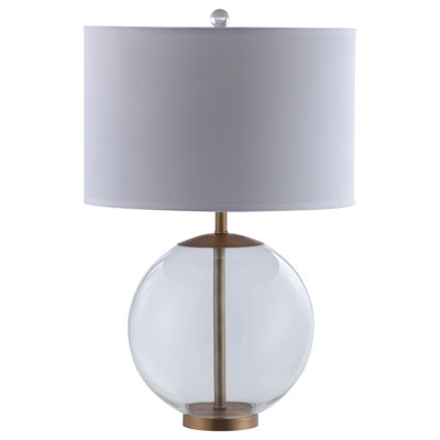 Akemy 27-Inch Drum Shade Clear Glass Table Lamp Brass