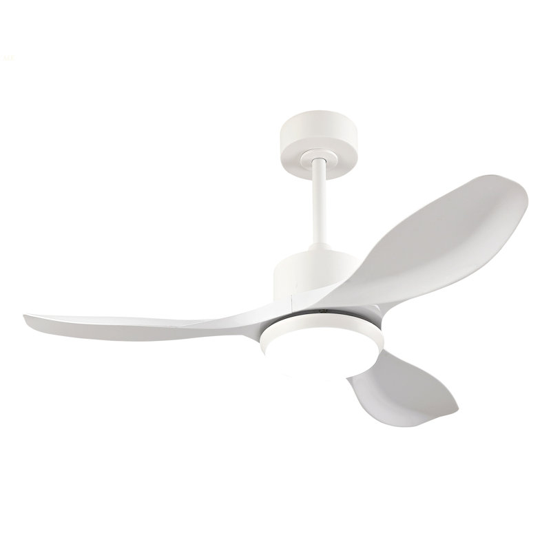 Best-Selling 42-Inch Modern White Ceiling Fan With Light, Featuring 3 ABS Plastic Blades, Remote Control Operation, Reversible DC Motor, And Dimmable LED Lighting.