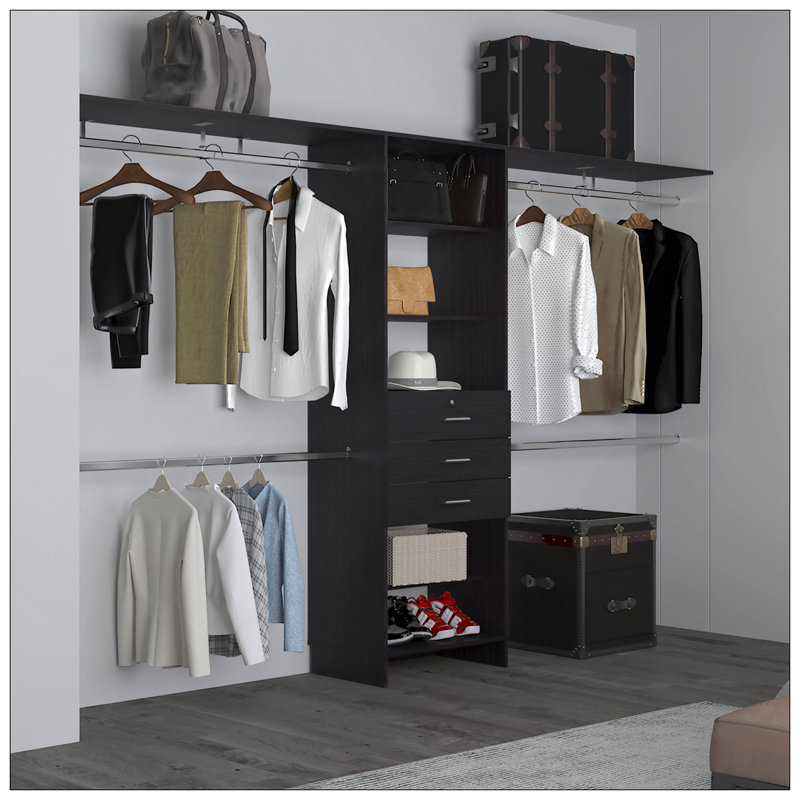 Système de placard, 3 tiroirs, 5 tablettes, Blanc