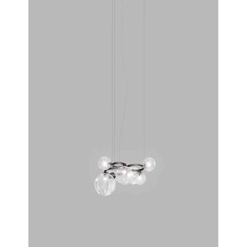 Puppet Ring Suspension 7 White Shaded Matt Gold 3 G9 Ul, Crystal Transparent, Matte Black Nickel