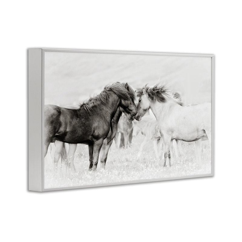 «Heartfelt Horses in Neutrals», art de la giclée encadrée, design par PHBurchett, H 20 po x l 30 po