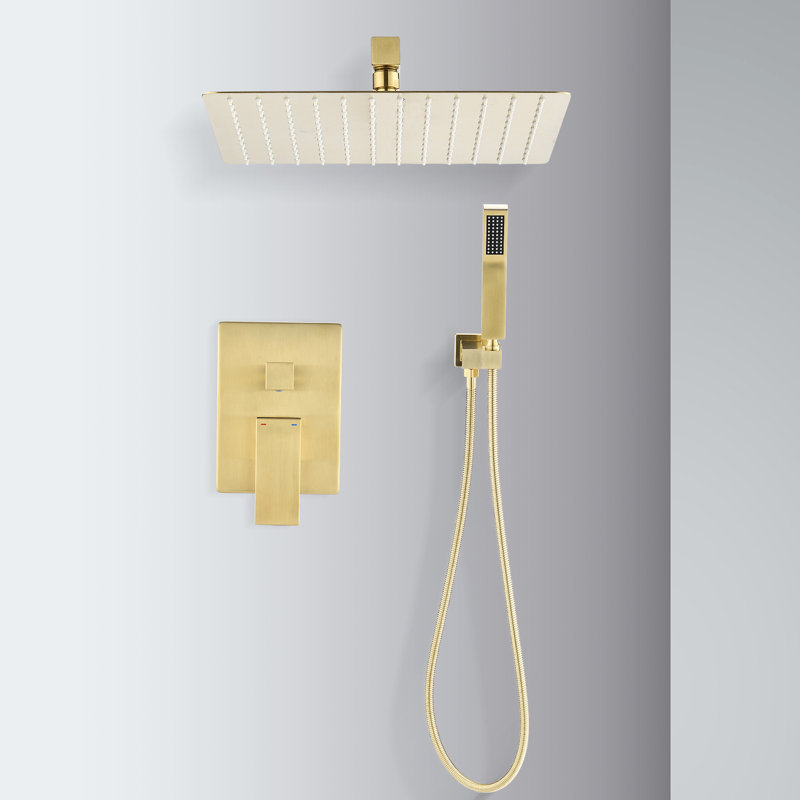 12" Rain Shower Head System - Brushed Gold Bathroom Stylish Element Self-Cleaning Nozzle, Wall Mounted Of Delicate Style Appearance