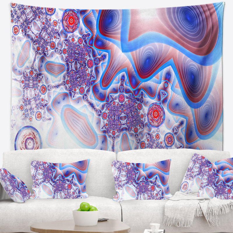 Tapisserie florale avec cellules extraterrestres, H 50 po x l 60 po