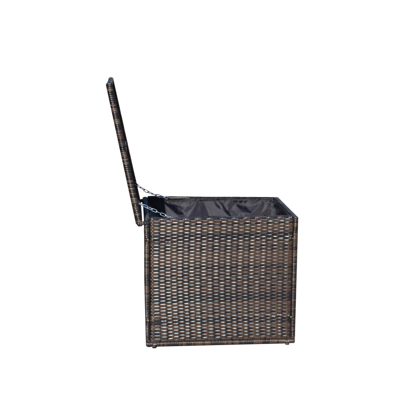 Brown Deck Storage Bin With Lid - Conceals And Stores Your Outdoor Items Stylish Poolside Chest Enhances Aesthetic