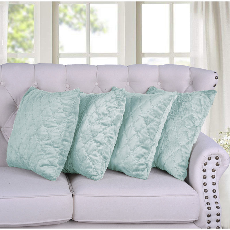  Housse de coussin matelassé en micro-vis carré, Bleu spa