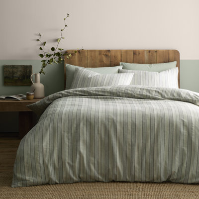 AppleTree Yarn Dyed Woven Wide Stripe Cotton Striped Duvet Cover Set with Pillowcases