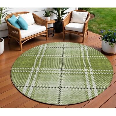 Tapis intérieur lavable rond 8 pi vert et noir ivoire
