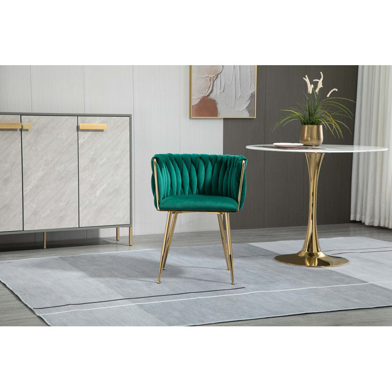 Fauteuil demi-tonneau en velours l 21,86 po Greylan, Velours émeraude