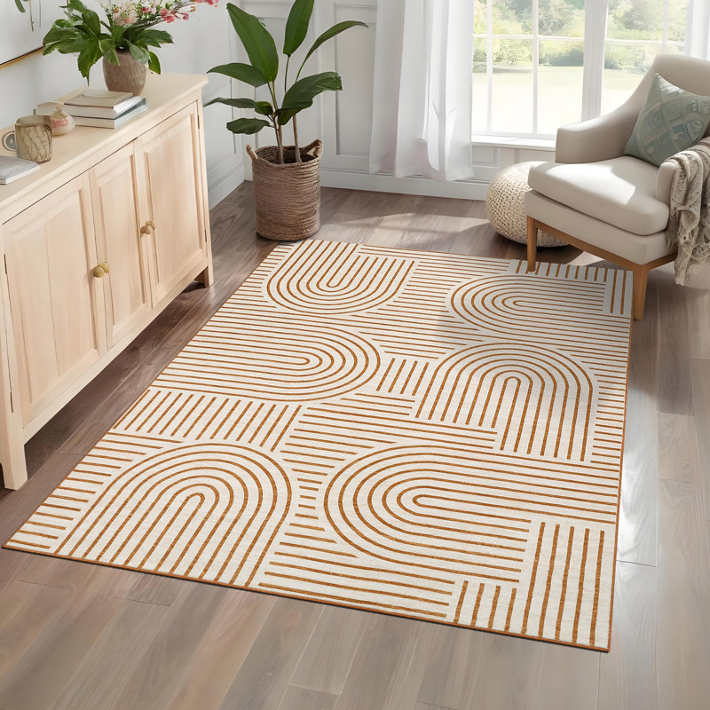 Machine Printed Area Rug, Orange, Rectangle 160 x 230 cm