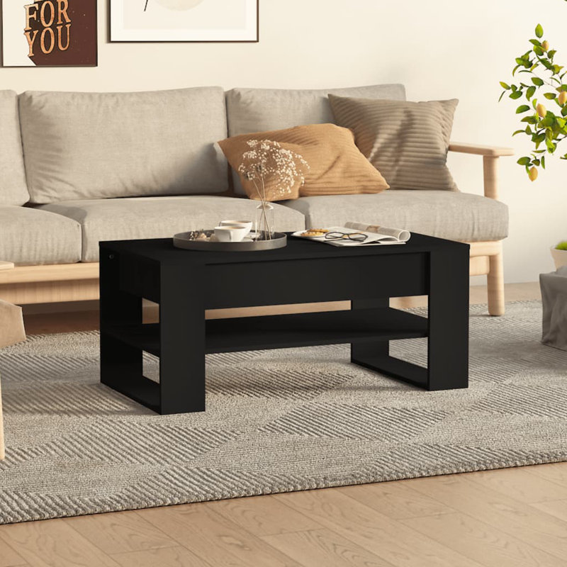 Jahmyia Sled Coffee Table with Storage, Black, 45cm H x 55.5cm W x 55cm D