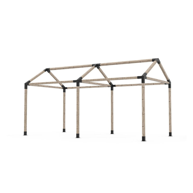 Ensemble de pergola double Toja Grid 30 pour poteaux en bois 4X4, H 178,56 po x l 240 po x P 130,56 po
