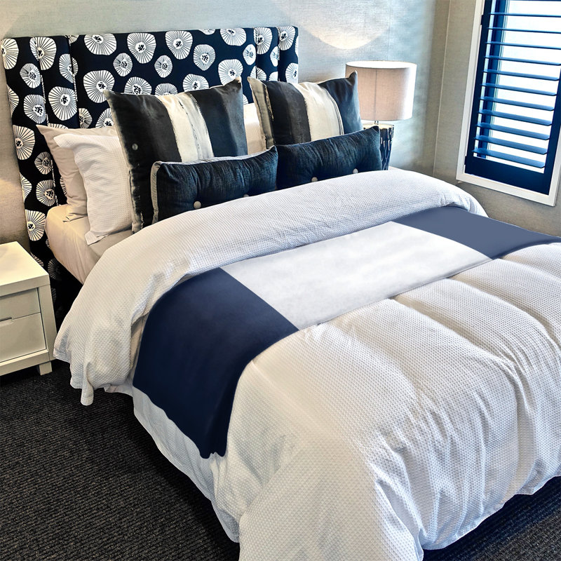 Quilted Throw Blanket, Detroit, 60" W x 80" L, Midnight Blue/White