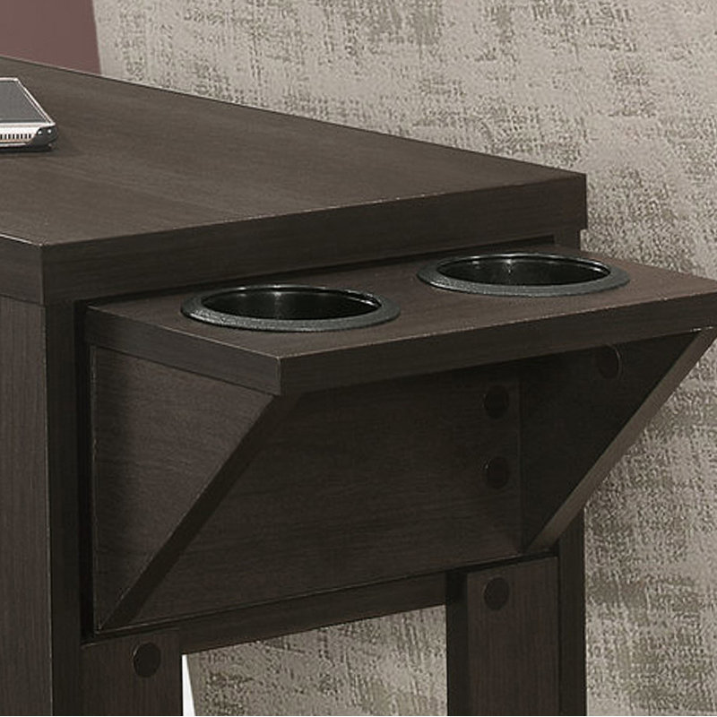 Table d'appoint, côté, bout, rangement, lampe, salon, chambre à coucher, stratifié brun, transitionnel