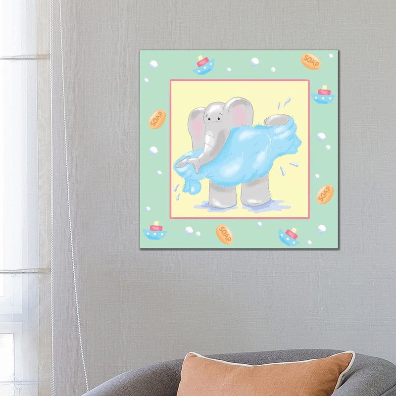 Baby Elephant Bath IV by Jade Reynolds - Wrapped Canvas Gallery-Wrapped Canvas Giclée, 66.04 cm H x 66.04 cm W x 1.91 cm D