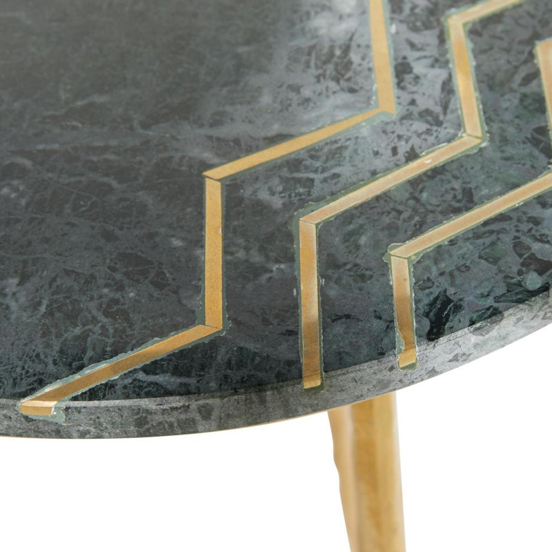 Erhart Ceramic Side End Accent Table with Black Marble Top