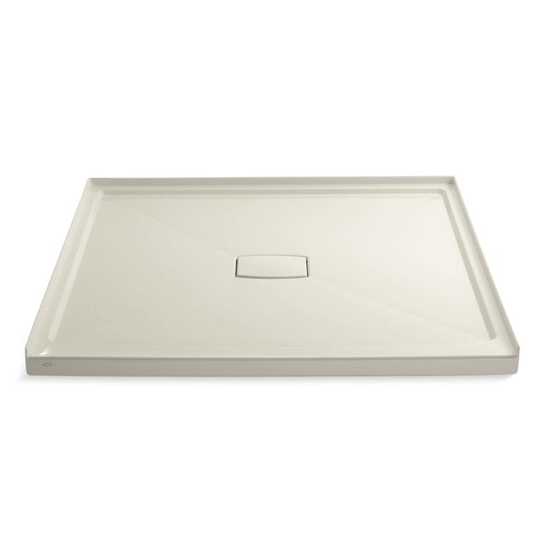 Archer 60" x 60" Single Threshold Acrylic Alcove Shower Base, Center Drain, Almond