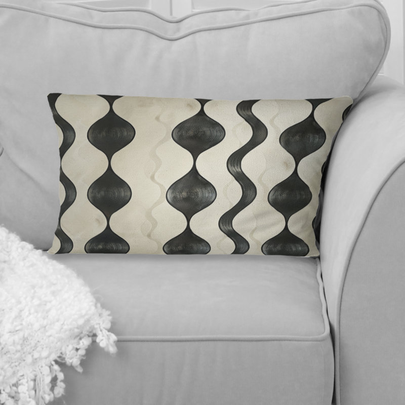 Coussin lombaire noir Midgeury Ogee Print III