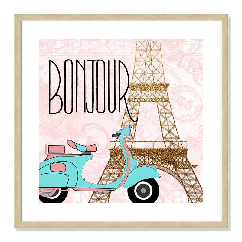 Bonjour paris 2, Cadre boîte champagne clair, H 27,5 po x l 27,5 po x P 1,19 po