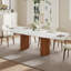 Table de salle à manger extensible 63-94,5 "moderne pour table de chevet en pierre frittée 4-10 avec base double en bois brun-1273867694