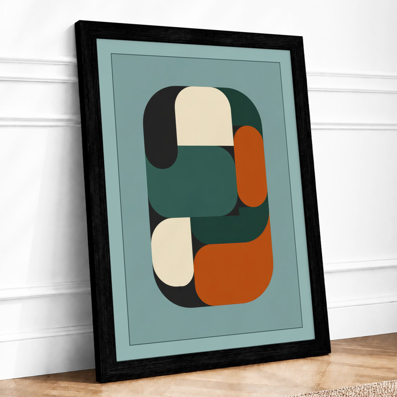 Rounded Forms Mid-Century - Framed Print, A3 - 42.0 x 29.7 cm, Black