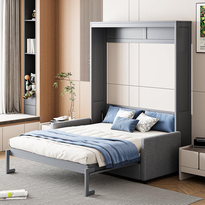 Full Size Bed In Gray, Combination, Space For , Easy To Assemble And Use