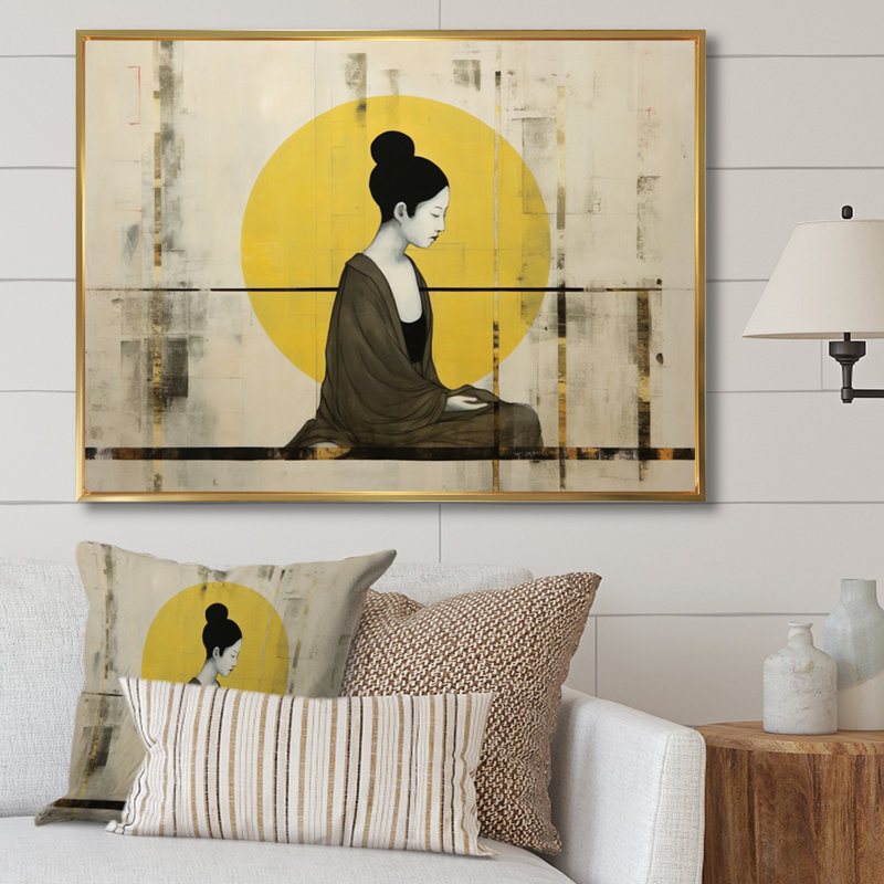 Machutte Asian Art Modern Zen II, reproduction d'art sur toile, Cadre flottant doré, H 34 po x l 44 po x P 1,5 po