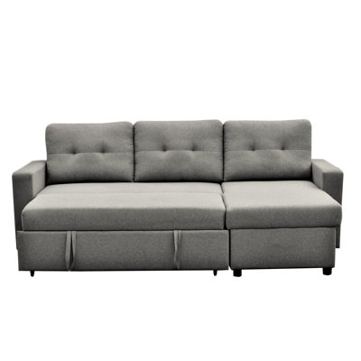 Canapé-lit modulaire en L gris, peu encombrant pour le salon, 3 lits gris,