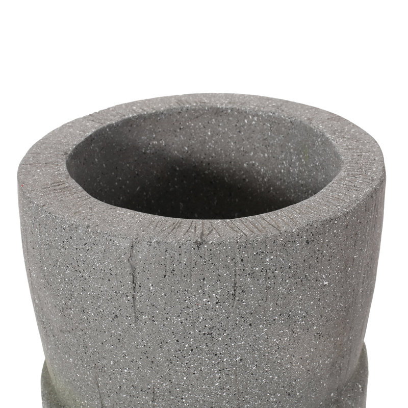 Stone Gray Magnesium Oxide Flower Planter For Yard Decoration - 24.28 In Height, 9.63 Width, 9.5 Depth, 13.24 Lb Lawn Weight