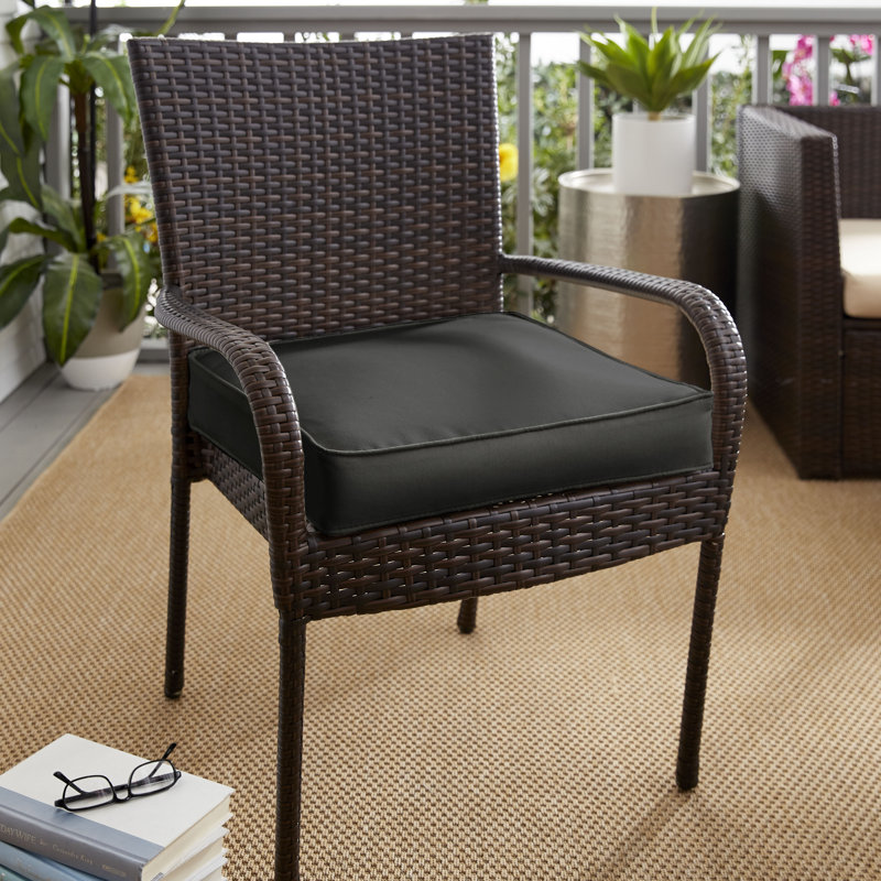 Kisha Outdoor 3'' Dining Chair Cushion, 2" H x 20" W x 20" D, Canvas Black Sunbrella® Canvas