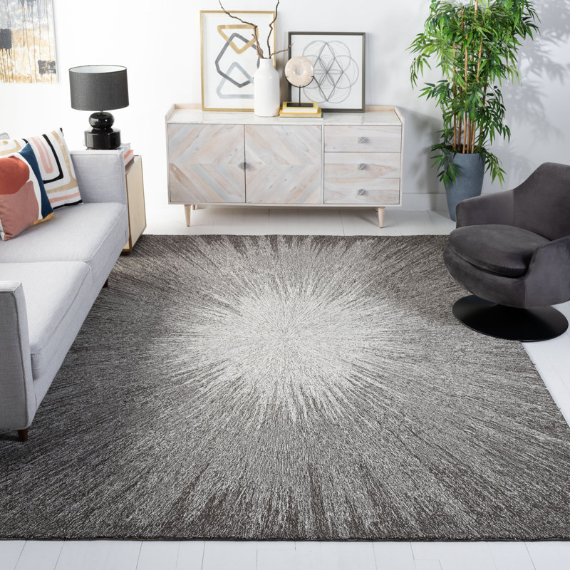 Charcoal and Grey Hand Tufted Wool 8' x 10' Rug