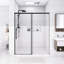 Porte de douche coulissante simple sans cadre l 60 po x H 72 po, verre fixe de 5 mm et verre coulissant de 6 mm, verre trempé transparent, poignée en acier inoxydable, noir mat-123766808