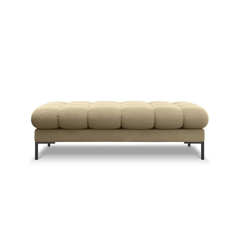 Asbell Polyester Upholstered Bench, Beige, Black