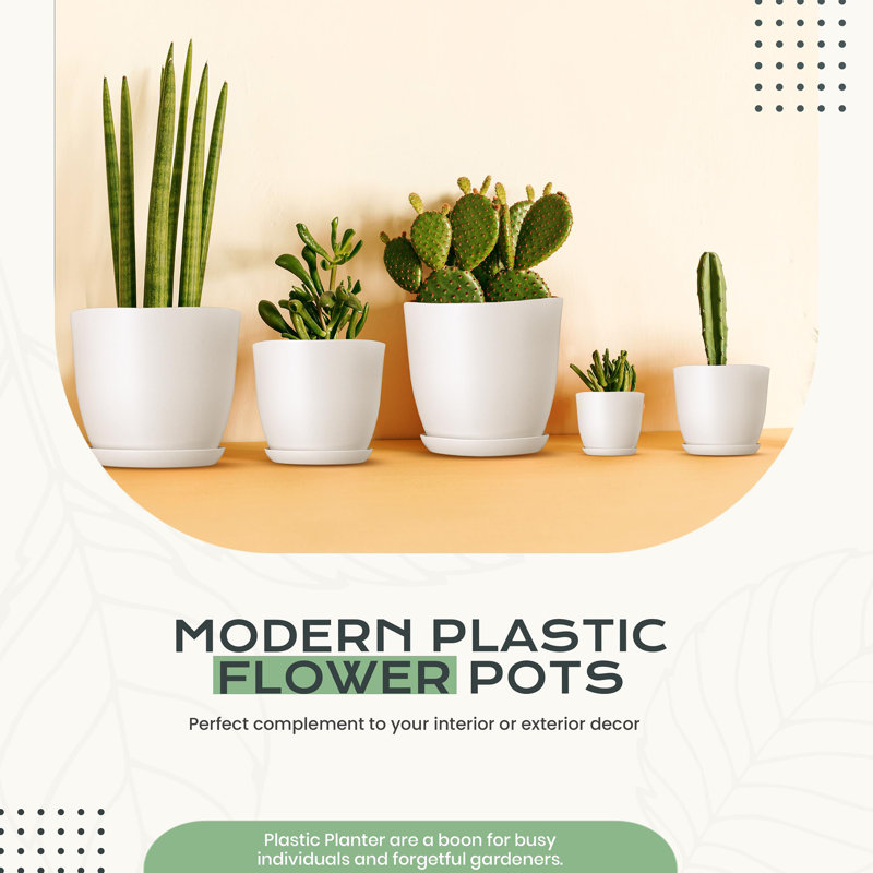 Pots à plantes d'intérieur avec drainage, Blanc