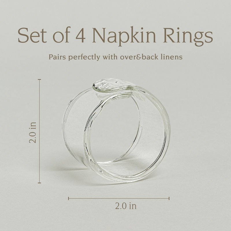 Clear Hand-Shaped Glass Napkin Rings Set of 4