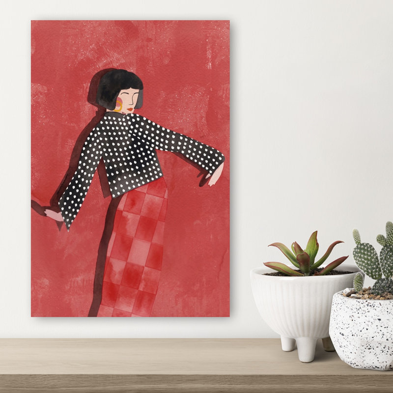 Art mural moderne dansant rouge