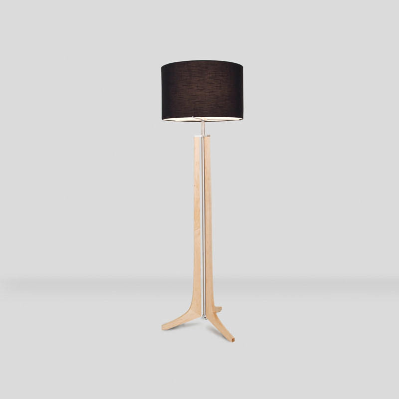 Lampe de plancher 72 po forma, Aluminium brossé, Noir, Érable