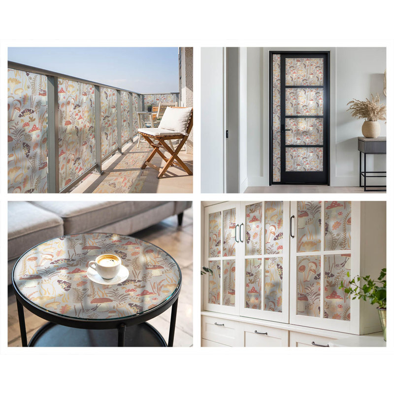 Stained Glass Adhesive Film With Forest Pattern, Translucent Window – 50×100 Cm