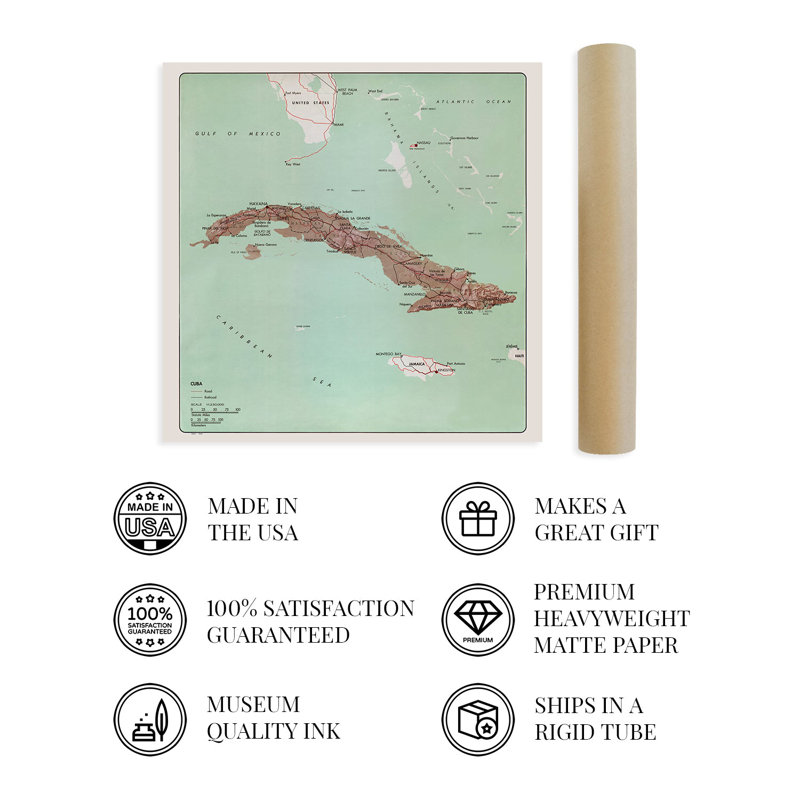 " 1962 Cuba Map ", 24'' W x 24'' H