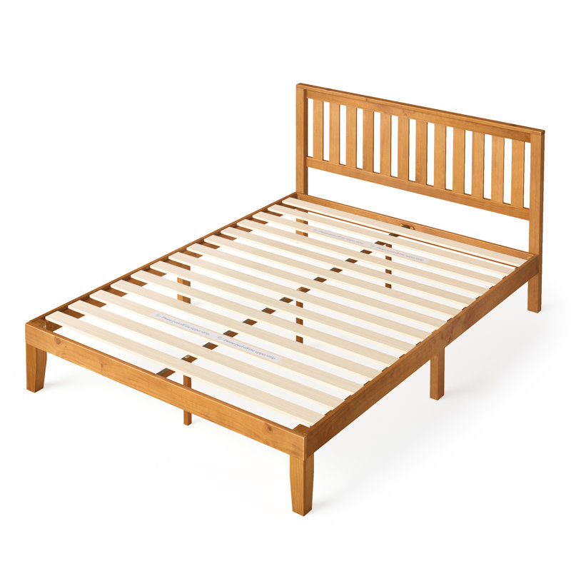 Sawiris Solid Wood Low Profile Platform Bed, King, Rustic Pine