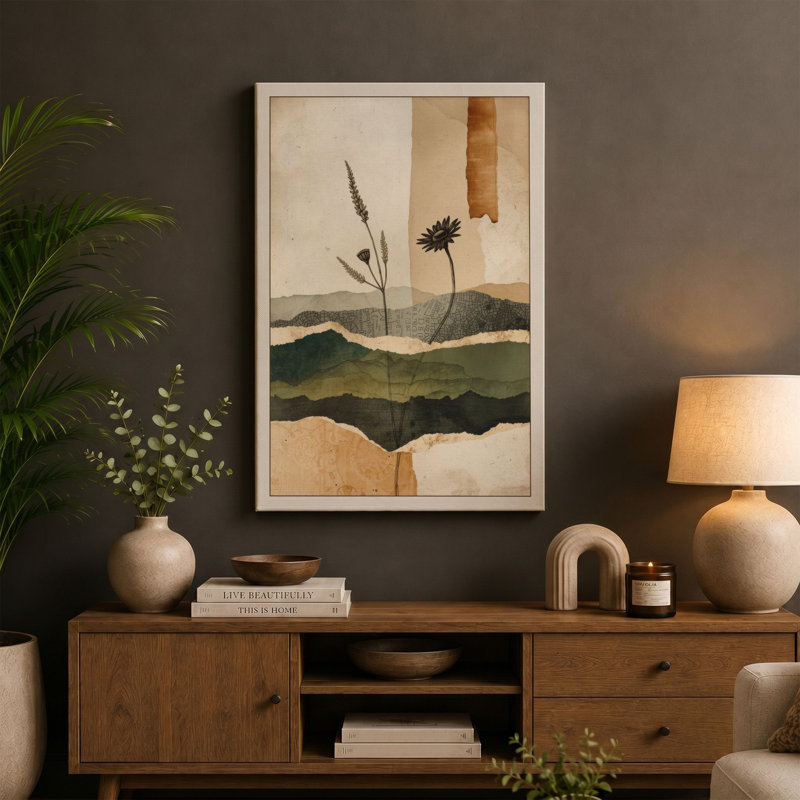 Plants in Strata Botanical - Wrapped Canvas, 18x12 - 45.7 x 30.5 cm, Sage Border