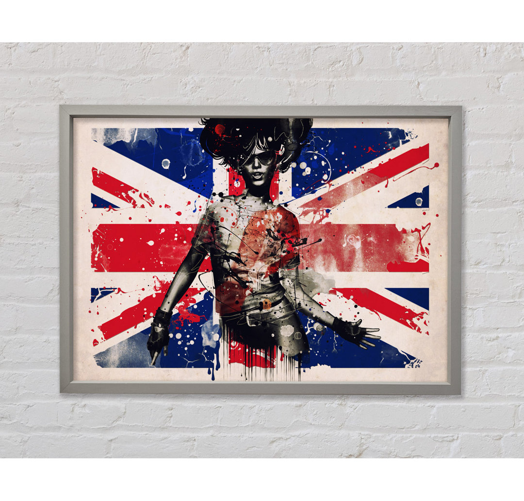 Union Jack Woman - Einzelner Bilderrahmen Kunstdrucke auf Leinwand