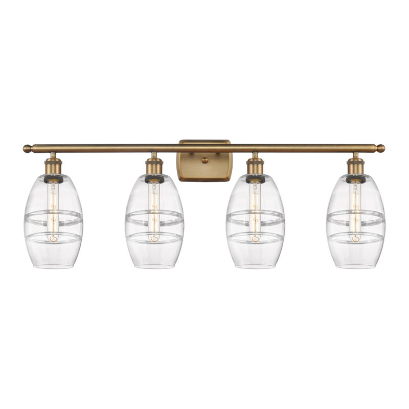 Éclairage pour meuble-lavabo 4 lumières 36 po Ballston - Dundrod, Laiton brossé, Transparent
